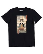 Load image into Gallery viewer, Neko Ramen Ukiyo-e T-shirt - Japanese graphic T-shirt: L / Black