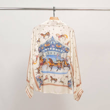 Load image into Gallery viewer, Carousel print blouse KD9085VS-6: Orange
