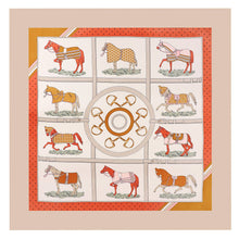 Load image into Gallery viewer, HORSE Silk Scarf: Beige / 100% silk / 60 x 60 cm