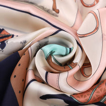 Load image into Gallery viewer, HORSE Silk Scarf: Beige / 100% silk / 60 x 60 cm