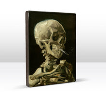 Load image into Gallery viewer, Laqueprint, Skeleton head with a lit cigarette - Vi...: 19.5 x 26 cm / 100% PEFC certified wood.
The inks and varnishes used are Greenguard Certified