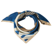 Load image into Gallery viewer, Cavalier Cléo small silk square: Blue / 100% silk / 70 x 70 cm
