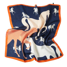 Load image into Gallery viewer, Cavalier Cléo small silk square: Blue / 100% silk / 70 x 70 cm