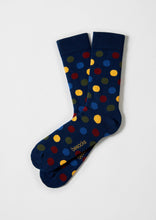 Load image into Gallery viewer, BePolkadots Navy Multicolour - 100% Organic Cotton Socks: Navy and Multicolor / Intl / 41/46