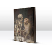 Load image into Gallery viewer, Laqueprint - Monkey for skeleton - Gabriel von Max - 19.5 x 26 cm - LP261