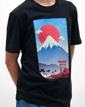 Load image into Gallery viewer, Mount Fuji Ikigai T-shirt - Japanese artistic t-shirt: Black / Organic, Plastic-free, Vegan / L