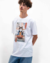 Load image into Gallery viewer, Neko Ramen Ukiyo-e T-shirt - Japanese graphic T-shirt: White / S
