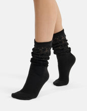 Load image into Gallery viewer, Slouch Socks Scrunch Socks Pelerine Socks Gift Made in Italy: Black / One Size