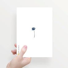 Load image into Gallery viewer, Greeting card folded in half with a lady's envelope on a blue vase