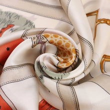 Load image into Gallery viewer, HORSE Silk Scarf: Beige / 100% silk / 60 x 60 cm