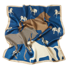 Load image into Gallery viewer, Cavalier Cléo small silk square: Blue / 100% silk / 70 x 70 cm