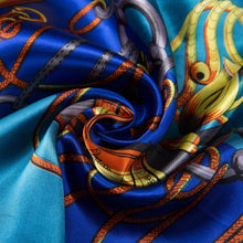 Load image into Gallery viewer, Zoé Blue Navy Silk Large Square: Blue / 100% silk / 90 x 90 cm
