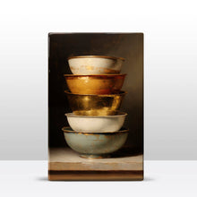 Load image into Gallery viewer, Stack of Gold - Light Blue Bowls