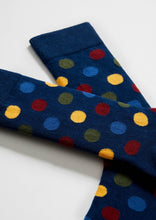 Load image into Gallery viewer, BePolkadots Navy Multicolour - 100% Organic Cotton Socks: Navy and Multicolor / Intl / 41/46