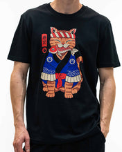 Load image into Gallery viewer, Sushi Meowster T-shirt - Cats graphic tee shirt: Black / L