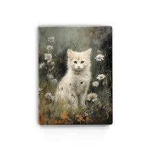 Load image into Gallery viewer, White kitten with flowers - Laqueprint - 19.5 x 26 cm - LP556