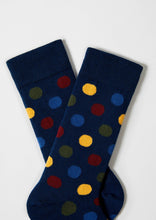 Load image into Gallery viewer, BePolkadots Navy Multicolour - 100% Organic Cotton Socks: Navy and Multicolor / Intl / 41/46