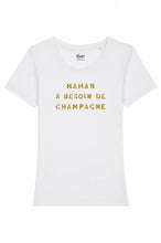 Load image into Gallery viewer, Women's T-shirt - Mom Needs Champagne - Glitter: White / S