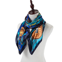 Load image into Gallery viewer, Zoé Blue Navy Silk Large Square: Blue / 100% silk / 90 x 90 cm