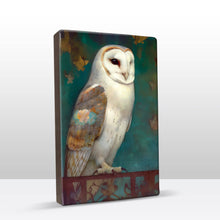 Load image into Gallery viewer, Laqueprint - Morning Ballet: White Owl and Dancing Leaves - Hand-lacquered - 19.5 x 30 cm - LP362