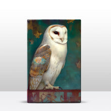 Load image into Gallery viewer, Laqueprint - Morning Ballet: White Owl and Dancing Leaves - Hand-lacquered - 19.5 x 30 cm - LP362
