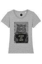 Load image into Gallery viewer, Women's T-shirt - Cat Hate People: Heather Grey / S