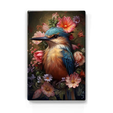 Load image into Gallery viewer, Kingfisher with colorful flowers - Laqueprint - 19.5 x 30 cm - LP310