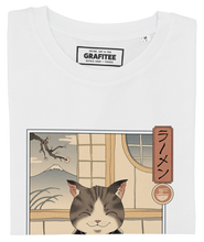 Load image into Gallery viewer, Neko Ramen Ukiyo-e T-shirt - Japanese graphic T-shirt: L / Black