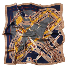 Load image into Gallery viewer, Zoé Interbelts Large Silk Square: Blue / 100% silk / 90 x 90 cm