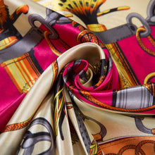 Load image into Gallery viewer, Zoé Cream Fuschia Large Silk Square: Pink / 100% silk / 90 x 90 cm