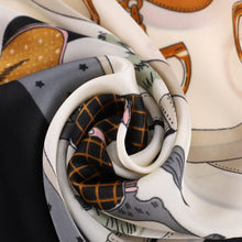 Load image into Gallery viewer, HORSE Silk Scarf: Beige / 100% silk / 60 x 60 cm