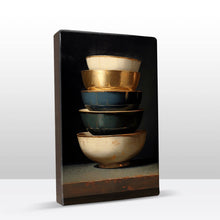 Load image into Gallery viewer, Stack of Gold - Blue bowls 2