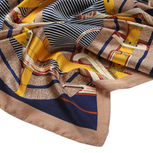 Load image into Gallery viewer, Zoé Interbelts Large Silk Square: Blue / 100% silk / 90 x 90 cm