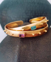 Load image into Gallery viewer, Escalava AMBER Bangle with Pink Tourmaline: CHALCEDONY