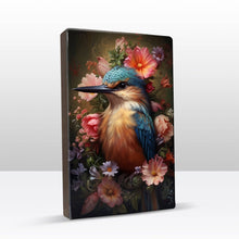 Load image into Gallery viewer, Kingfisher with colorful flowers - Laqueprint - 19.5 x 30 cm - LP310
