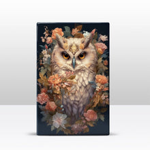 Load image into Gallery viewer, Owl with flowers - Laqueprint - 19.5 x 30 cm - LP320