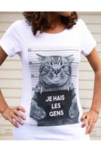 Load image into Gallery viewer, Women's T-shirt - Cat Hate People: Heather Grey / S