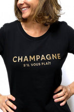 Load image into Gallery viewer, Women's T-Shirt - Champagne Please - Glitter: XXL / Black