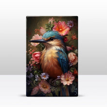 Load image into Gallery viewer, Kingfisher with colorful flowers - Laqueprint - 19.5 x 30 cm - LP310