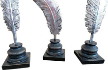 Load image into Gallery viewer, Feathers silver decoration statue polyresin set of 3