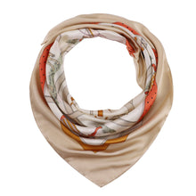 Load image into Gallery viewer, HORSE Silk Scarf: Beige / 100% silk / 60 x 60 cm