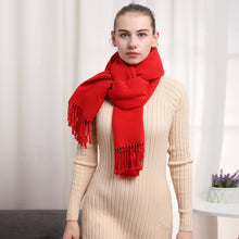 Load image into Gallery viewer, Recto-Verso red cashmere scarf: Red / 100% cashmere / 180x35cm