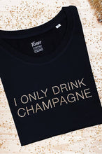 Load image into Gallery viewer, Women's T-shirt - I Only Drink Champagne - Glitter: M / Black