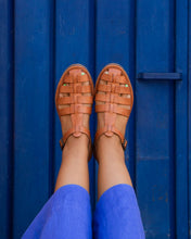 Load image into Gallery viewer, CHILAQUILES CAMEL - Ankle strap camel sandals 100% leather: 38