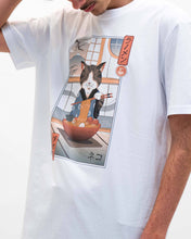 Load image into Gallery viewer, Neko Ramen Ukiyo-e T-shirt - Japanese graphic T-shirt: White / S
