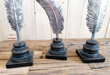 Load image into Gallery viewer, Feathers silver decoration statue polyresin set of 3