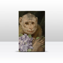 Load image into Gallery viewer, Laqueprint - Monkey with a bouquet of violets - Gabriel von Max - 19.5 x 30 cm - LP260