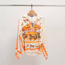 Load image into Gallery viewer, Carousel print blouse KD9085VS-6: Orange