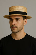 Load image into Gallery viewer, JLM-1 Boater Hat "Raffia Style" in Woven Paper with