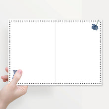 Load image into Gallery viewer, Greeting card folded in half with a lady's envelope on a blue vase